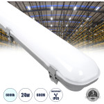 GloboStar Led �������� ����������� ��������� Tri-Proof 60cm 24W 2785lm 120� Ac 220-240V ��������� IP65 �60 x �10.5 x �8cm ����� ����� 6000K - 3 ������ ������� - (60170)
