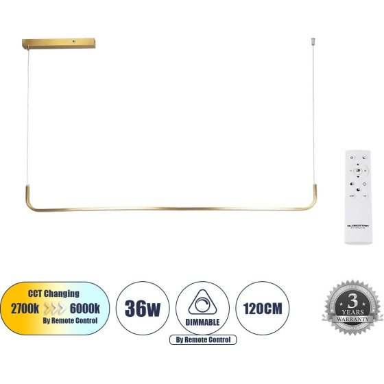 GloboStar Linaria �������� �������� ��������� ������ Led 36W 4150lm 180� Ac 220-240V IP20 ����������� ����� Cct �� ����������� ��� 2700K ��� 6000K Dimmable - Lumileds Smd Chip - ����� - �120 x �2 x �10cm - 3 ������ ������� - (60923)