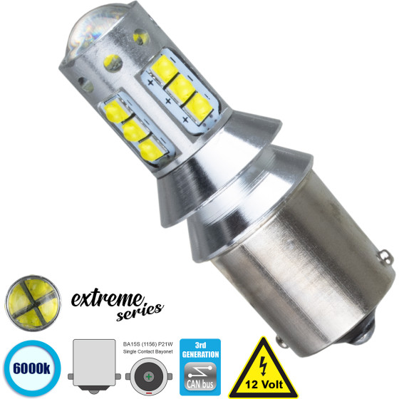 GloboStar P21W-1156 ����� P21W 1156 BA15S Canbus Led 5.4W 760lm 360� Dc 12V IP20 ����� ����� 6000K - 16 x Cree Xbd Chip - �1.8 x �1.8 x �5cm - 1 ����� ������� - (81256)