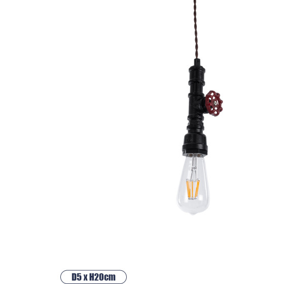 GloboStar Spigot Vintage �������� ��������� ������ �� ����� 1 x E27 Ac 220-240V IP20 - ����� & ������� - �5 x �5 x Y20cm - (01415)
