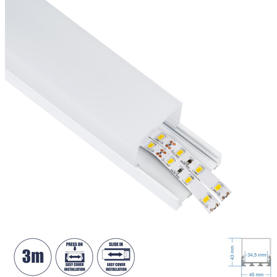 GloboStar SURFACEPENDANT-Profile ������ ���������� - ���� & ������ ������� Led �� ����� ��������� ������� - ����������� & �������� ����� - ������ ������� - ����� - 3 ����� - �300 x �4.5 x �4.2cm - (70865-3M)