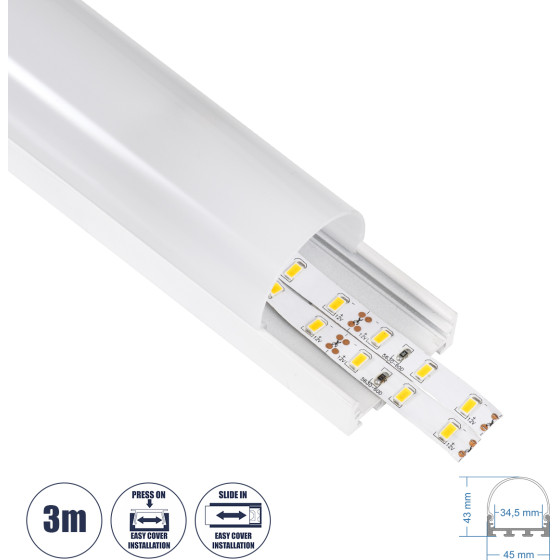 GloboStar SURFACEPENDANT-Profile ������ ���������� - ���� & ������ ������� Led �� ����� ��������� ������� - ����������� & �������� ����� - ������ ������� - ����� - 3 ����� - �300 x �4.5 x �4.2cm - (70871-3M)
