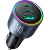 Joyroom Car Charger JR-CCN07, 145W, 5A, 1 x USB-A - 2 x USB-C, with USB-C Cable, Grey