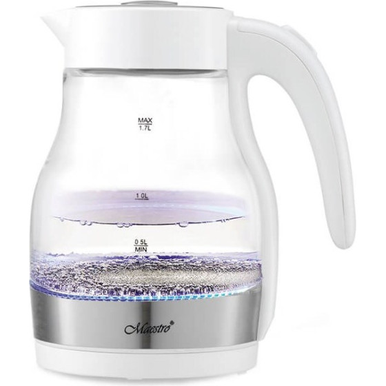 Maestro MR061 electric kettle 1.7 L 2200 W Transparent, White - (MR-061-WHITE)