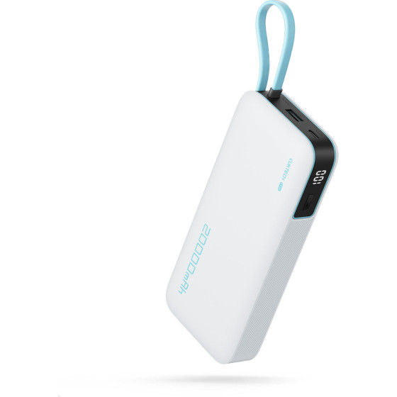 Cuktech 55W 20000mAh Powerbank With Built-In USB-C Cable - White - (CUKP200NGLLG)