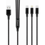 OBAL:Me 3in1 Allconnect Fast Charge USB-A/USB-C, Lightning, Micro-Usb Cable 1.2m Black - (OM18CLMBL)