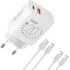 OBAL:Me Wall Charger USB-A + USB-C 20W + 2x Cable 1m White - (OM20WCASET)