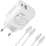 OBAL:Me Wall Charger USB-A + USB-C 20W + 2x Cable 1m White - (OM20WCASET)