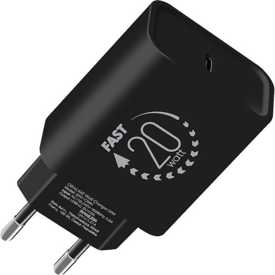 OBAL:Me Wall Charger USB-C 20W Black - (20W1CBL)