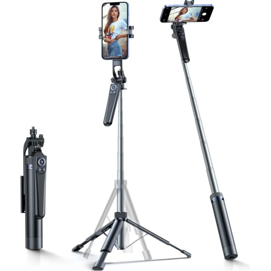 Wozinsky Selfie Stick Telescopic Tripod 1.7m With Phone Holder - Black - (WC1Y70S)