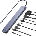 Choetech Docking Station Multifunctional Adapter Hub Usb Typ C 11in1 100W Pd Gray 6971824976175 - (HUB-M20)