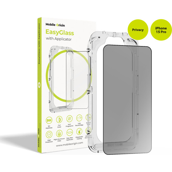 Mobile Origin Easyglass Privacy With Applicator Iphone 15 Pro - (EGA-P-i15Pro)