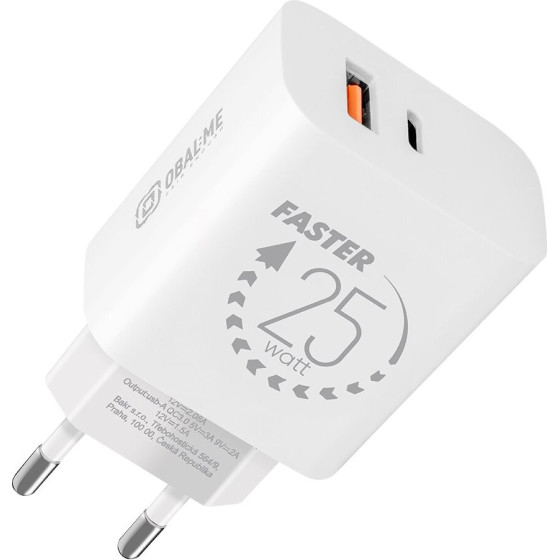OBAL:ME Wall Charger USB-A + USB-C 25W White - (OM25WCA)