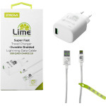 Lime Successories Lime Usb 3.0 Pd Super Fast Travel Qc 3.0 LTU22 21W 4000mA + Braided ������� ��������-Data 1m LBUL01 Lightning WHITE