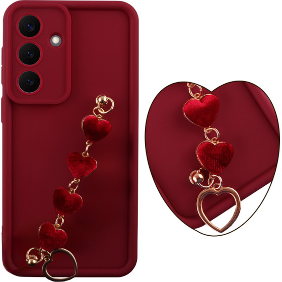 Volte-Tel ���� Samsung S26 5G 6.3'' Silicon Tpu With Strap Full Camera Protection Burgundy With Red HEARTS