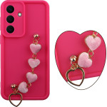 Volte-Tel ���� Samsung S26 5G 6.3'' Silicon Tpu With Strap Full Camera Protection Pink With Pink HEARTS