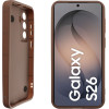 Volte-Tel ���� Samsung S26 5G S931 6.3'' Silicon Tpu With Strap Full Camera Protection Brown With White BUTTERFLIES