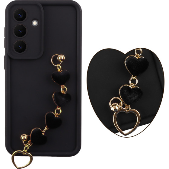 Volte-Tel ���� Samsung S26 Plus 5G 6.7'' Silicon Tpu With Strap Full Camera Protection Black With Black HEARTS
