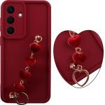 Volte-Tel ���� Samsung S26 Plus 5G 6.7'' Silicon Tpu With Strap Full Camera Protection Burgundy With Red HEARTS