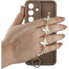 Volte-Tel ���� Samsung S26 Plus 5G S931 6.7'' Silicon Tpu With Strap Full Camera Protection Brown With White BUTTERFLIES