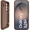 Volte-Tel ���� Samsung S26 Plus 5G S931 6.7'' Silicon Tpu With Strap Full Camera Protection Brown With White BUTTERFLIES