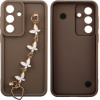 Volte-Tel ���� Samsung S26 Plus 5G S931 6.7'' Silicon Tpu With Strap Full Camera Protection Brown With White BUTTERFLIES
