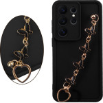 Volte-Tel ���� Samsung S26 Ultra 5G 6.9'' Silicon Tpu With Strap Full Camera Protection Black With Black BUTTERFLIES