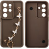 Volte-Tel ���� Samsung S26 Ultra 5G S931 6.9'' Silicon Tpu With Strap Full Camera Protection Brown With White BUTTERFLIES