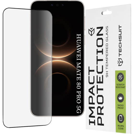 Techsuit - 111D Full Cover / Full Glue Glass - Huawei Mate 80 Pro - Black