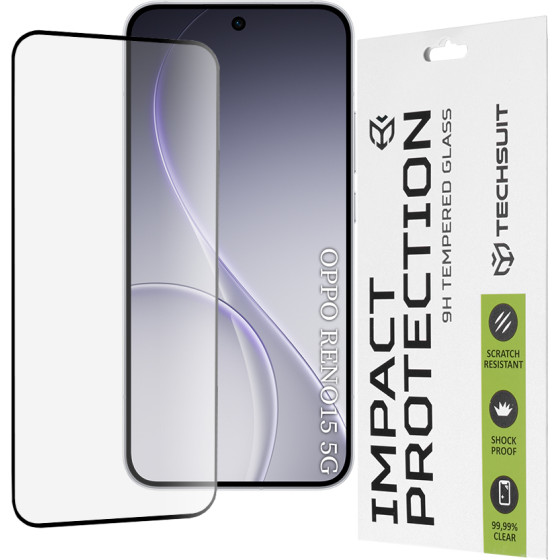 Techsuit - 111D Full Cover / Full Glue Glass - Oppo Reno15 - Black