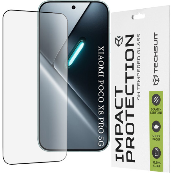 Techsuit - 111D Full Cover / Full Glue Glass - Xiaomi Poco X8 Pro - Black