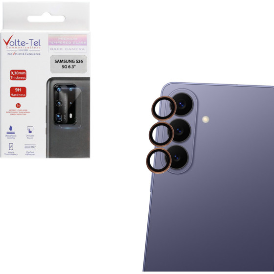 Volte-Tel Camera Glass Cover Samsung S26 5G 6.3'' 9H 0.30MM Premium Easy Application Titanium GOLD