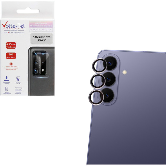 Volte-Tel Camera Glass Cover Samsung S26 5G 6.3'' 9H 0.30MM Premium Easy Application Titanium SILVER