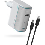 Cuktech AD1003EU 100W Gan 2x USB-C + USB-A Wall Charger With Cable - White - (CKAD1003EUGW)