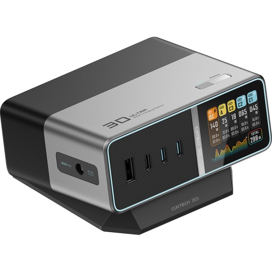 Cuktech TA3005U 300W 5-in-1 Charging Station With Digital Display - Silver - (CUKTA300OGGR)