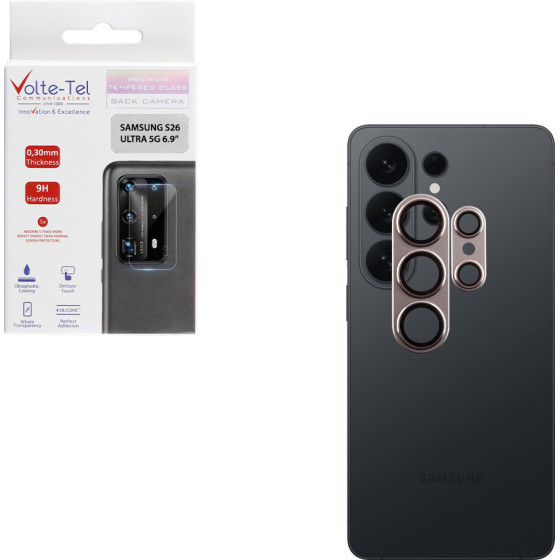 Volte-Tel Camera Glass Cover Samsung S26 Ultra 5G 6.9'' 9H 0.30MM 3D Ar ALUMINIUM-Electroplating Frame GREY