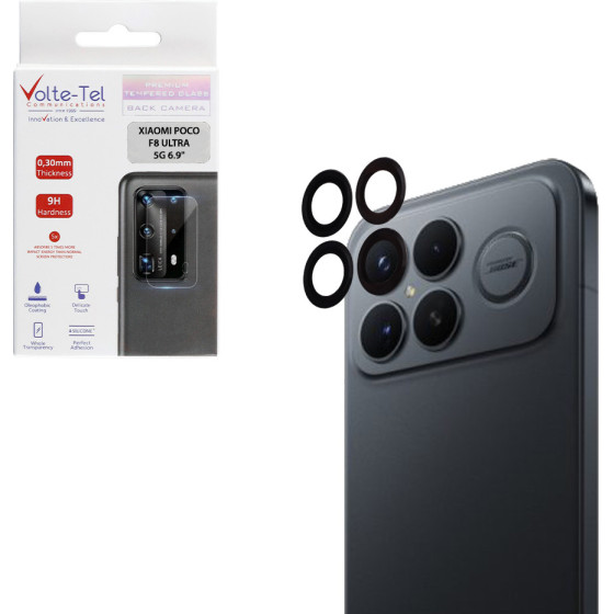 Volte-Tel Camera Glass Cover Xiaomi Poco F8 Ultra 5G 6.9'' 9H 0.30MM Easy Application BLACK