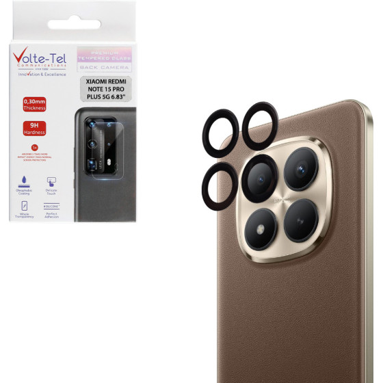 Volte-Tel Camera Glass Cover Xiaomi Redmi Note 15 Pro Plus /Poco M8 Pro 5G 6.83'' 9H 0.30MM Easy Application BLACK