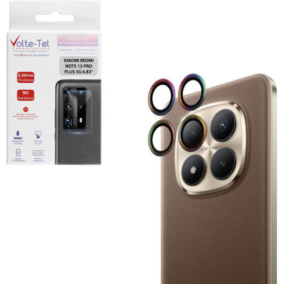 Volte-Tel Camera Glass Cover Xiaomi Redmi Note 15 Pro Plus /Poco M8 Pro 5G 6.83'' 9H 0.30MM Easy Application RAINBOW