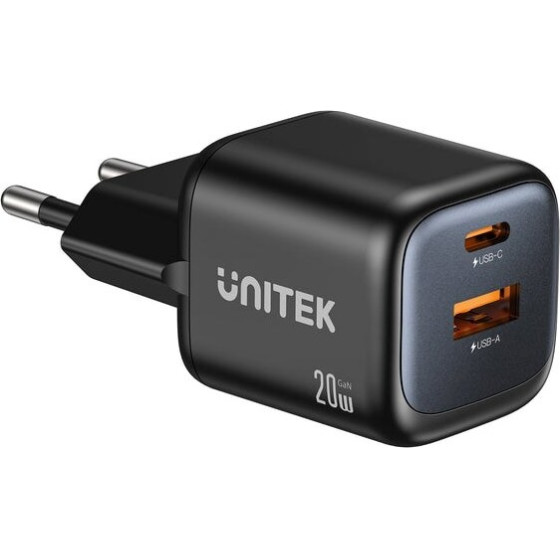 UNITEK 2x Gan 20W Mains charger, Black - (P1128ABK01-EU)