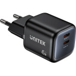 UNITEK 2x Gan 45W Mains charger, 2x USB-C PD, Qc - (P1129ABK01-EU)