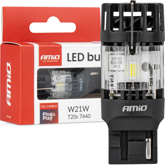 AMiO - Led Csp T20S W21W 7440 ������� 12V 66W 4800lm 6500K Full Canbus ��� ������� & ������ ��� - 1 ���. (04686/AM) - (04686)