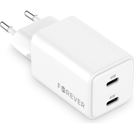 Forever TC-08-45CC Gan Pd Charger 2x USB-C 45W white