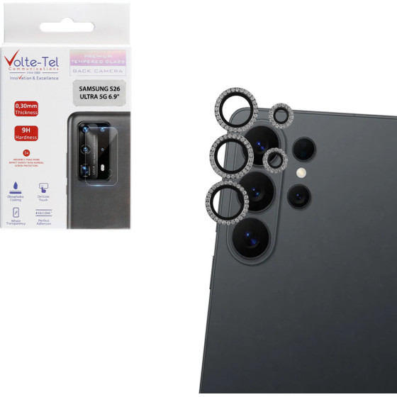 Volte-Tel Camera Glass Cover Samsung S26 Ultra 5G 6.9'' 9H 0.33MM Easy Application With Strass SILVER - (5205308415821)