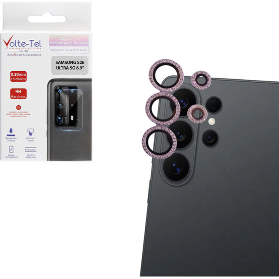 Volte-Tel Camera Glass Cover Samsung S26 Ultra 5G 6.9'' 9H 0.33MM Easy Application With Strass Light PURPLE - (5205308415777)
