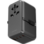 ENERGEA Adapter Travelworld GAN85 80CM TYPE-C Cable 3C1A Black Gunmetal - (TWA-GAN85C-GUN)