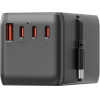 ENERGEA Adapter Travelworld GAN85 80CM TYPE-C Cable 3C1A Black Gunmetal - (TWA-GAN85C-GUN)