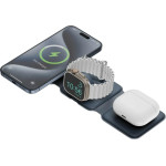 ENERGEA Bazic Gomag Trio Plus Compact Foldable 3-in-1 Wireless Charger 15W Fast Charging Navy Blue - (GM-TRIOPLUS-BLU)
