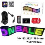 GloboStar Matrix �������� ��������� ������� �������� 176.2x19.2cm P9 192x16 Pixel Led 10W Dc 5V 2A �� Usb 2.0 ��������� IP65 ��������� Rgb - Bluetooth Control ���� Ipixel App - �176.2 x �0.4 x �19.2cm - 2 ������ ������� - (GLB-106-0005)