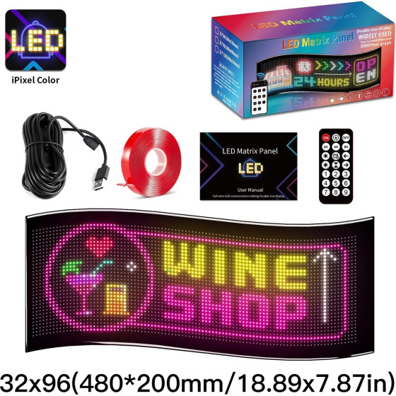 GloboStar Matrix �������� ��������� ������� �������� 48x20cm P4.5 96x32 Pixel Led 10W Ac 220-240V ��������� IP65 ��������� Rgb - Bluetooth Control ���� Ipixel App - �48 x �0.24x �20cm - 2 ������ ������� - (GLB-106-0009)